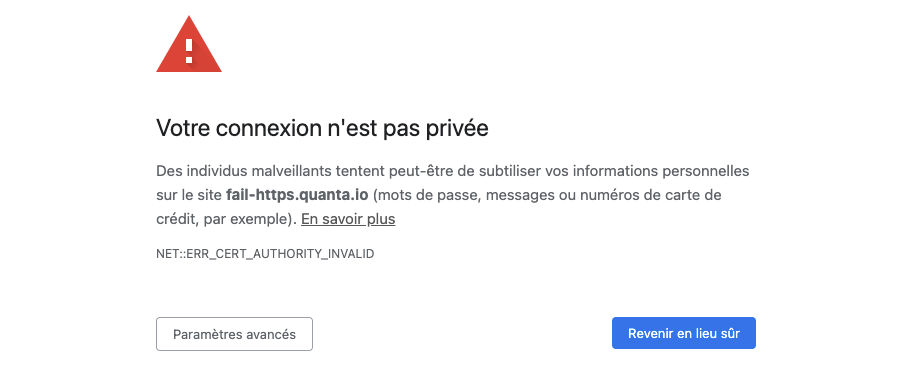 Example of an SSL failure page
